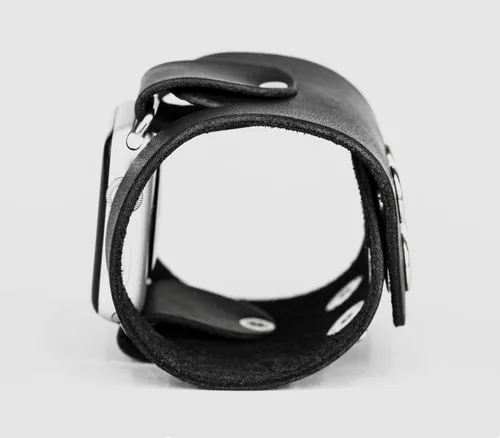 Vista 8 de wide Leather cuff band compatible with Apple watch 38mm 40mm 41mm 42mm 44mm 45mm 46mm 49mm, Handmade UA 1620