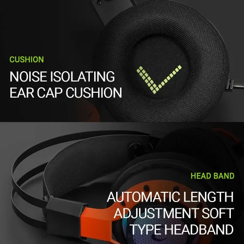 Vista 8 de WIZMAX Auriculares para juegos de PC MH2 - RGB USB con cable para juegos con micrófono Sonido envolvente virtual 71