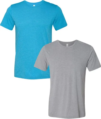 Vista 50 de Bella Canvas 3413c para hombre (1) Triblend verde + (1) Triblend rojo