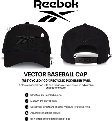 Vista 7 de Reebok Gorra clásica con cierre ajustable para hombres y mujeres (talla única)