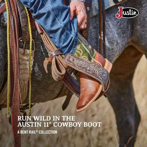 Vista 4 de Justin Botas para hombre Bent Rail de 11 pulgadas con punta cuadrada