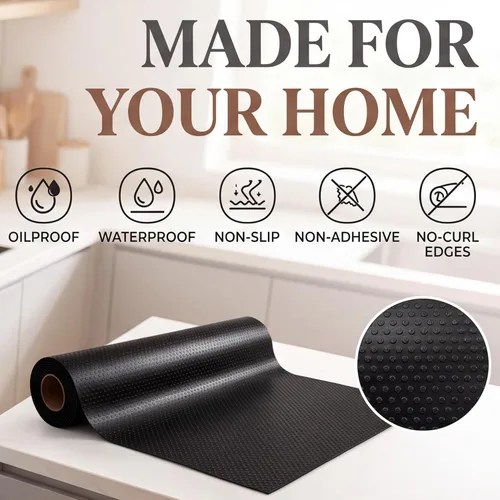 Vista 8 de Revestimiento de cajón de estante para tapete de gabinete de cocina, 12 Negro
