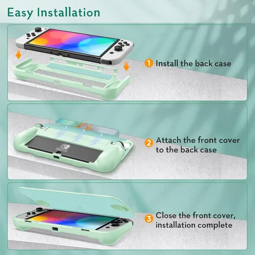 Vista 8 de Fintie Flip Case for Nintendo Switch OLED Model - Screen Safe Slim Protective Soft TPU Shell with Magnetically Detachable Front Cover & Ergonomic