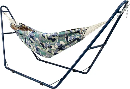Vista 8 de Sunnydaze soporte para hamaca universal multiuso de acero resistente de 550 libras de capacidad, para 2 personas, para hamacas de 9 a 14 pies de Azul