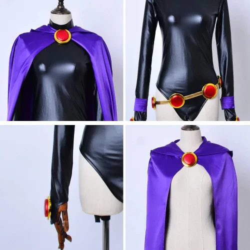 Vista 5 de miccostumes Disfraz de mujer mágica para cosplay, conjunto completo con capa morada con capucha