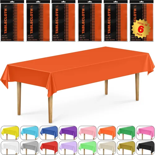 Vista 23 de DecorRack 2 Manteles rectangulares de plástico libres de BPA, 54 x 108 pulgadas, mantel de mesa para comedor, mantel rectangular para fiestas
