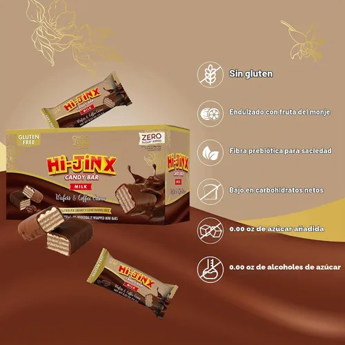 Vista 5 de ChocZero Hi-Jinx - Barras de caramelo de oblea de chocolate sin azúcar, crema de café