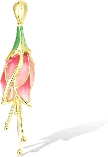 Vista 2 de Santuzza Colgante de flor esmaltada hecha a mano de plata de ley 925 para mujer