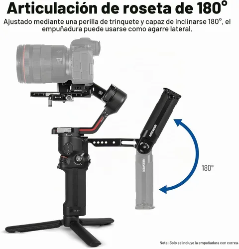 Vista 3 de NEEWER Mango de agarre de correa ajustable compatible con DJI Ronin RS4 RS3 Mini RS 3 Pro RS 2 RSC 2 estabilizador de cardán para disparos de ángulo