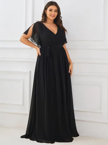 Vista 5 de Ever-Pretty Plus Vestidos de dama de honor formales de gasa para mujer Negro