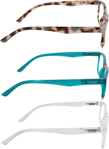 Vista 2 de Rae Dunn Gafas de lectura LOU Premium, paquete de 3 con fuente de firma READ o FOCUS