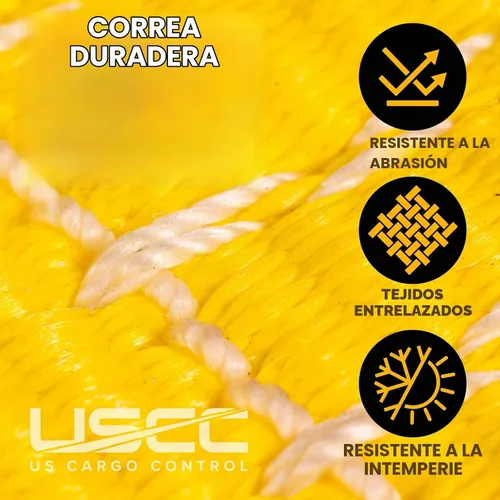 Vista 6 de US Cargo Control Correa de trinquete de gancho plano de 2 pulgadas de ancho x 12 pies de largo, correa confiable amarilla para seguridad, límite