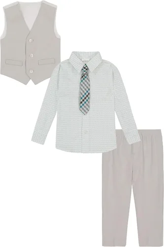 Vista 12 de Van Heusen Conjunto de chaleco formal de 4 piezas para bebés, chaleco, pantalones, camisa de vestir con cuello y corbata