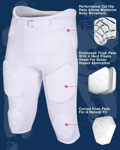 Vista 4 de Exxact Sports Gladiator - Pantalones de fútbol integrados para hombre con almohadillas, pantalones de práctica de fútbol, pantalones de fútbol