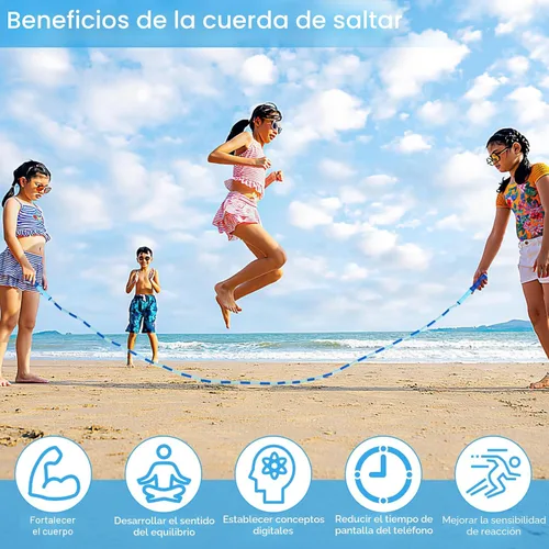 Vista 4 de Cuerda de saltar para niños, cuerdas de saltar ajustables para 4 5 6 7 8 10 12 años, cuerda de saltar sin enredos de 8 a 12 años, cuerda de saltar