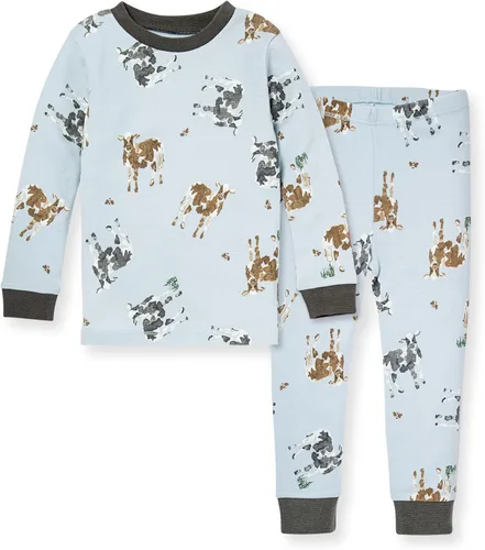 Vista 27 de Burt's Bees Baby Pijama de algodón orgánico para niños, conjunto de pijama Paquete de 1 temporada de Apple