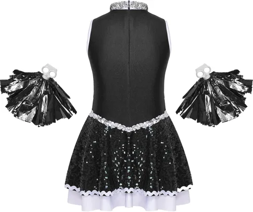 Vista 2 de TSSOE Uniforme de animadora con lentejuelas y purpurina para niñas y niñas