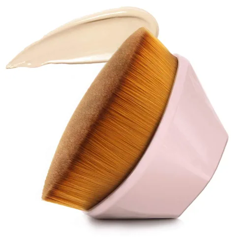 Vista 13 de Brochas de maquillaje Kabuki con punta plana y hexagonal para base, colorete, polvo líquido, base con estuche protector adicional (negro)