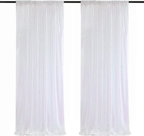 Vista 33 de Poise3EHome - Cortinas de lentejuelas con purpurina champagne, 2 piezas de 2 x 8 pies, paneles de purpurina para fiesta de Halloween, fiesta