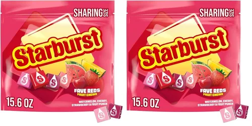 Vista 10 de STARBURST FaveREDS - Caramelos masticables de frutas, caramelos masticables, bolsa de tamaño compartido de 15.6 onzas