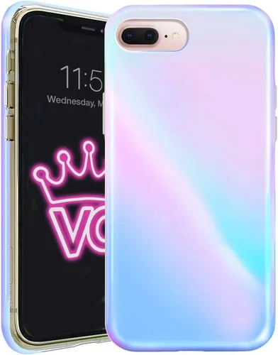 Vista 12 de VELVET CAVIAR Funda brillante iridiscente para iPhone 8 Plus/iPhone 7 Plus, funda protectora estética para mujer (cuarzo ópalo azul)