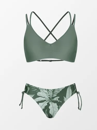 Vista 5 de CUPSHE Traje de baño de dos piezas para mujer, traje de baño con tirantes cruzados en la espalda y tirantes delgados dobles