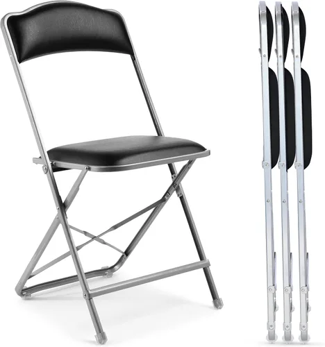 Vista 11 de Paquete de 4 sillas plegables de alta calidad, asiento estrecho de 15 pulgadas, asiento y respaldo acolchado, se pliega ultra delgado (~1 pulgada)
