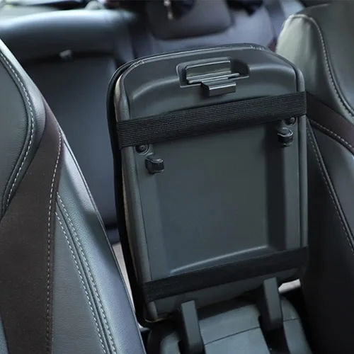 Vista 6 de ASUBHA Cojín para consola central de automóvil, 12.4 x 7.48 pulgadas, de piel, impermeable, protector de caja de asiento para reposabrazos de Negro