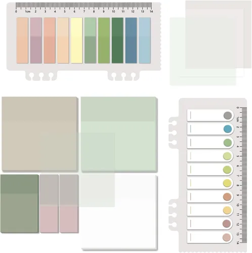 Vista 16 de BAYTORY 1300 hojas de notas adhesivas transparentes pastel, transparente, impermeable, 3 x 3 pulgadas, bloc de notas transparente, pestañas