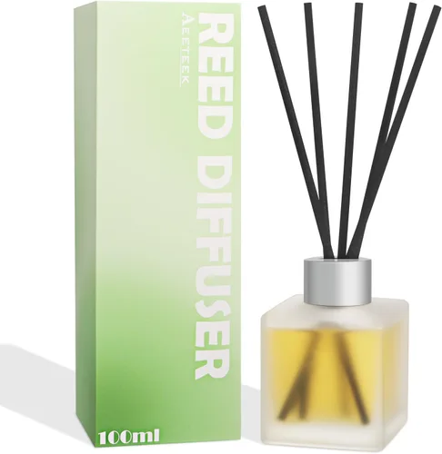 Vista 10 de Difusor de junco, aceite esencial de bambú y té blanco con varillas difusoras para decoración de habitación, 3.4 onzas líquidas (3.4 fl oz) de larga