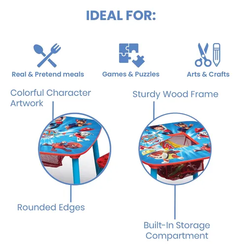 Vista 4 de Delta Children Juego de mesa y silla para niños con almacenamiento, ideal para artes y manualidades, merienda, educación en casa, tareas y más, Nick