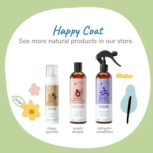 Vista 6 de kin+kind Champú seco sin agua para perros, sin enjuague, elimina la picazón y el olor, fórmula natural con hamamelis, aceite de coco, aceite