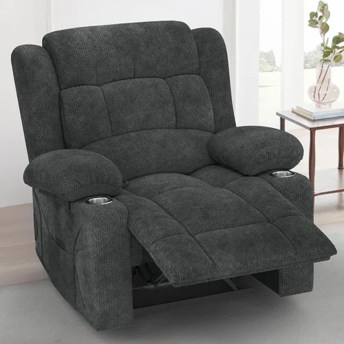 Vista 32 de Juego de sofá reclinable loveseat con 2+1 piezas, 2 plazas estilo minimalista reclinable manual con tirador, loveseat con puertos de carga USB