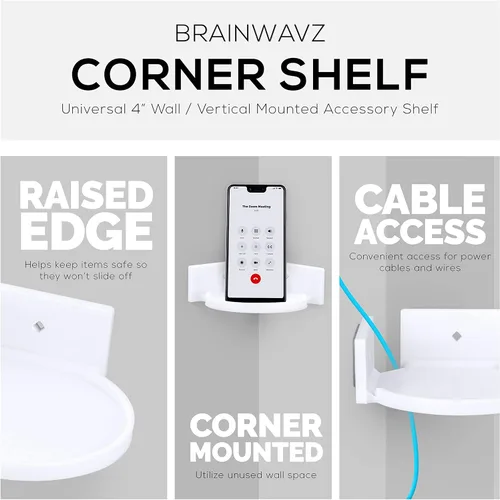 Vista 5 de BRAINWAVZ Estante flotante pequeño de 4 pulgadas, adhesivo y atornillado, para altavoces Bluetooth, cámaras, plantas, juguetes, libros y más, Blanco
