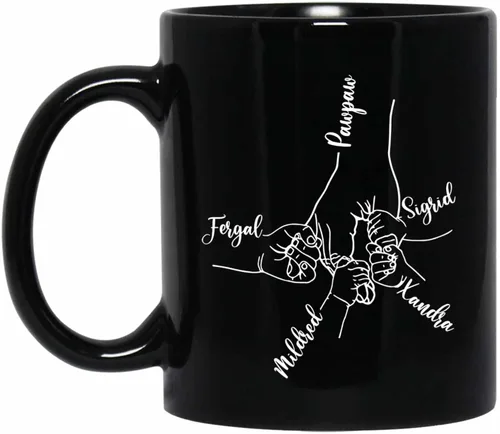 Vista 8 de Taza de café personalizada con la bandera estadounidense para el abuelo y el día del padre, nombres personalizados para papá y niños, taza