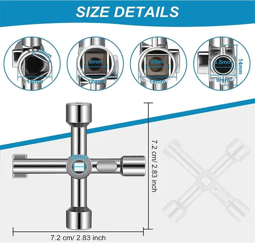 Vista 6 de 2 llaves triangulares Matel Triangular Socket Universal Utility Keys para bloqueo de panel triangular. 0.354 in