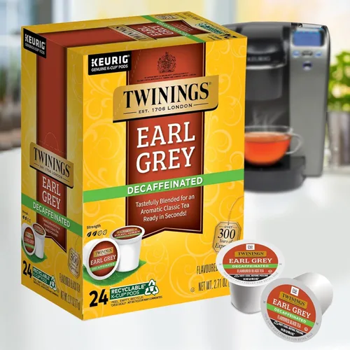 Vista 3 de Twinings Cápsulas K-Cup descafeinado Earl Grey para Keurig, té negro descafeinado con sabor a cítricos y bergamota, 24 unidades (paquete de 2)