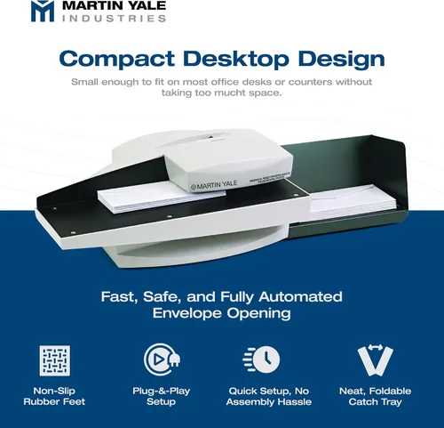 Vista 3 de Martin Yale Abrecartas eléctrico automático modelo 1632, 10.5 pulgadas, gris