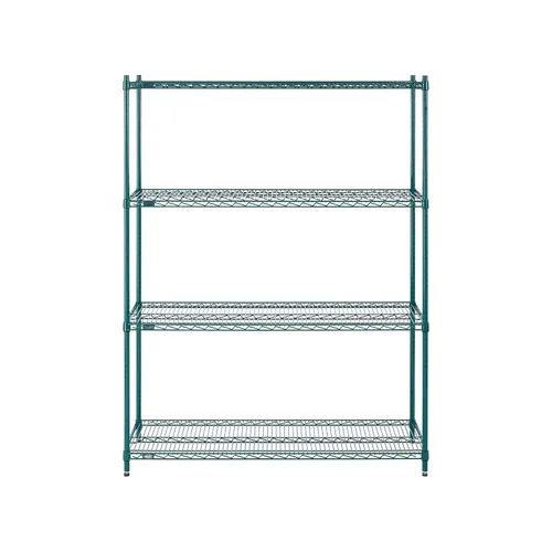 Vista 3 de Nexel Estantería de alambre ajustable Poly-Green, 4 niveles, organizador de almacenamiento comercial resistente, 18 x 54 x 74 pulgadas, verde