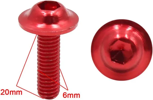 Vista 2 de Tornillos hexagonales de carenado de motocicleta pintados en rojo, rosca M6, paquete de 40 Aluminum Fasteners M6 Thread Screws, Universal Fit for