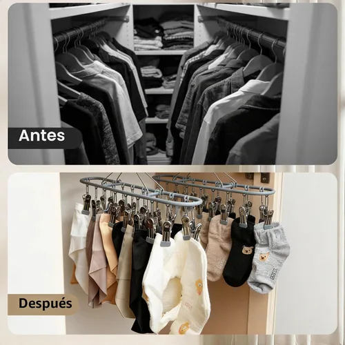 Vista 7 de percha de calcetines para secar sujetador rack ropa interior panty bebé Gris oscuro (20 clips)
