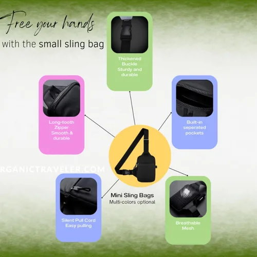 Vista 5 de USHAKE Mini bolso bandolera para hombres y mujeres Pequeña bolsa cruzada casual para teléfono para senderismo, viajes, regalo