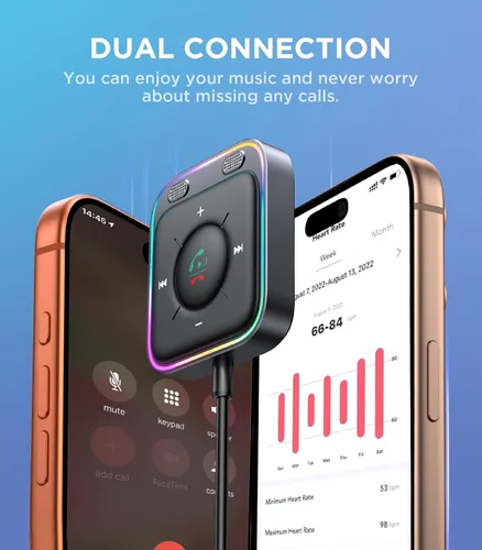 Vista 11 de JOYROOM Adaptador AUX Bluetooth 6.0 para automóvil, cancelación de ruido de micrófonos duales, Plug and Play, botón multifunción, adaptador de audio