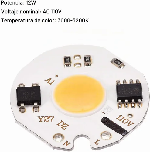Vista 3 de MECCANIXITY Bombilla LED de chip 110 V 12 W blanco cálido 3000-3200 K sin conductor de alta potencia Floodlight Módulo de lámpara de aluminio Junta