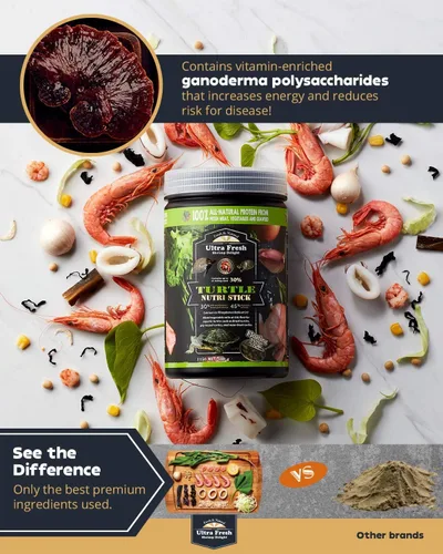 Vista 5 de Ultra Fresh - Palillo Nutritivo para Tortugas, Gamba Silvestre, Comida Acuática Enriquecida con Calcio y Vitamina D con Probióticos para Tortugas