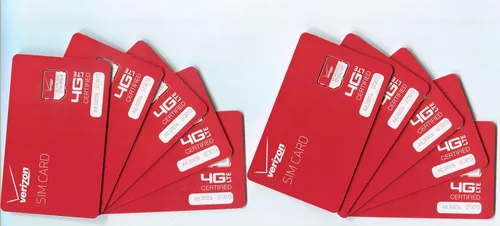 Vista 2 de Verizon Lote de 10 tarjetas SIM MICRO/3FF con certificación LTE inalámbrica 4G LTE