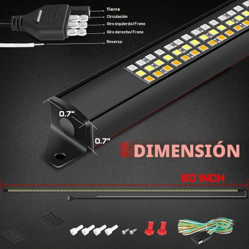 Vista 7 de Barra de luz LED para compuerta trasera de 60 pulgadas con marco de aluminio, Wayup tira de luz trasera LED de triple fila para luces de Ámbar