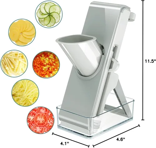 Vista 7 de Cortadora de mandolina Segura Multifuncional Dicer Ajustable Comercial Cortadora de Acero Inoxidable Chopper