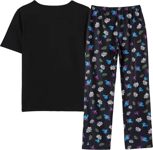 Vista 2 de Vopmocld Pijamas de algodón de 2 piezas para niñas grandes ropa de dormir de manga corta pantalones largos conjuntos de noche