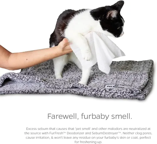 Vista 6 de Toallitas para gatos de todo uso Pet WiPees™ – 100 Toallitas de baño diarias para gatos, Toallitas naturales para gatos para orejas, pelaje
